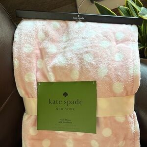 kate spade Pink and White Plush Throw